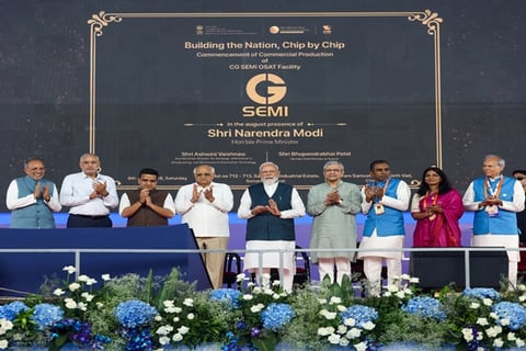 PM Narendra Modi inaugurates the CG Semi OSAT semiconductor assembly and test facility in Sanand Gujarat July 4 2026