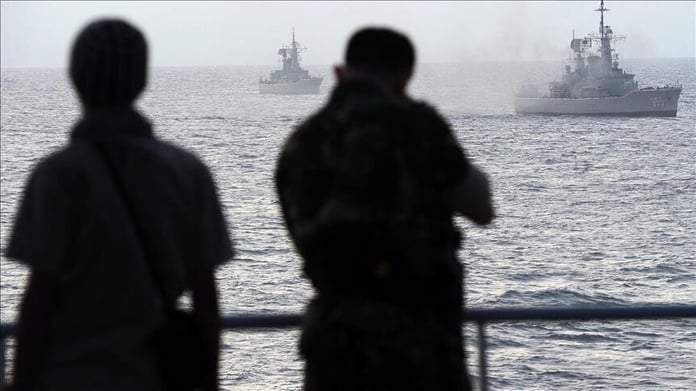 Chinese Coast Guard vessel confronts Filipino servicemen near BRP Sierra Madre at Ayungin Shoal West Philippine Sea July 2026
