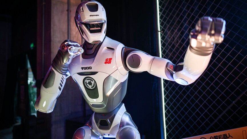 AgiBot humanoid robot models displayed at the World AI Conference 2026 in Shanghai China
