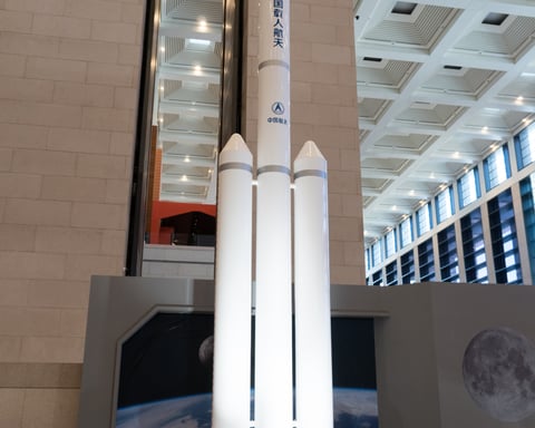 Long March 10B reusable rocket mockup at National Museum of China before maiden flight recovery