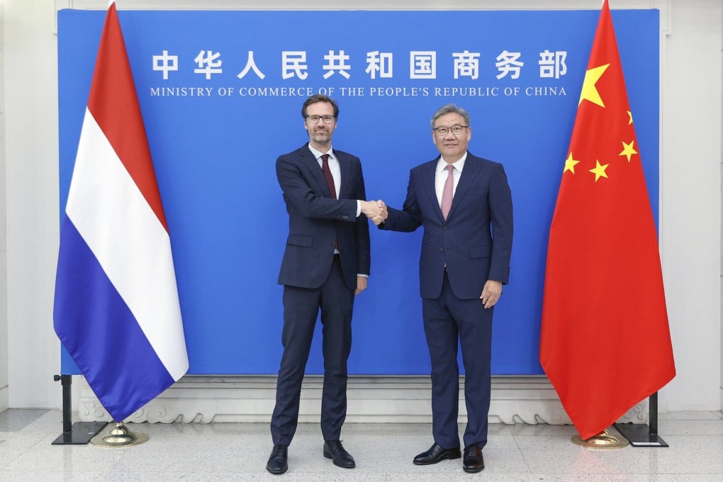 Chinese and Dutch trade ministers meet in Beijing as China's new anti-sanctions laws complicate trade relations with Europe