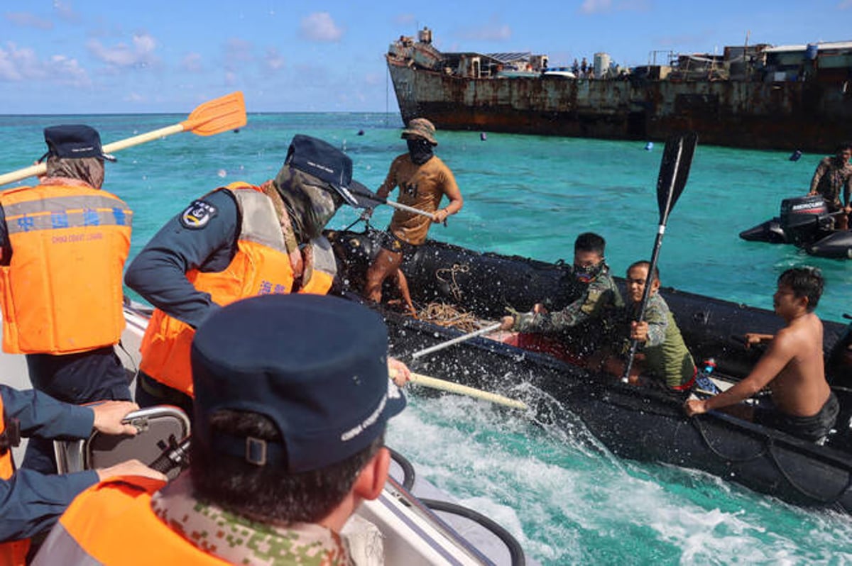 Chinese and Philippine maritime forces near Second Thomas Shoal in the South China Sea after the confrontation
