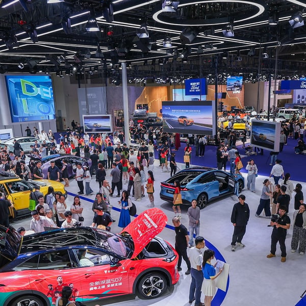 Chinese electric and connected vehicles on display at the 2026 Chongqing International Auto Exhibition
