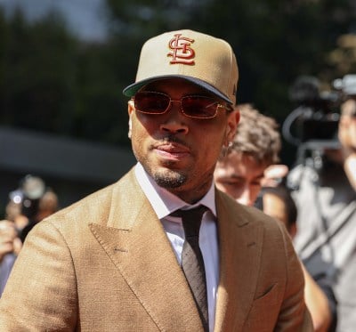 Chris Brown arriving at Southwark Crown Court in London for his affray guilty plea hearing