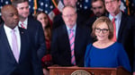 Darline Graham Nordone at a statehouse press conference after her appointment as South Carolina interim senator