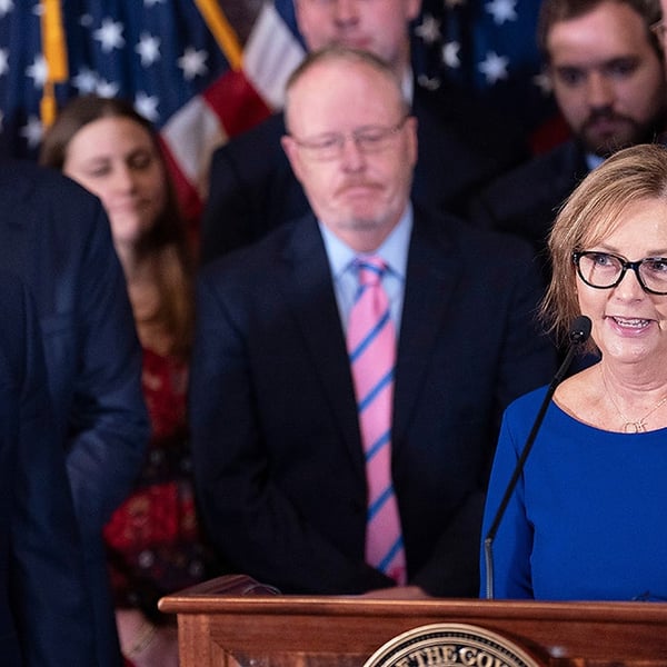 Darline Graham Nordone at a statehouse press conference after her appointment as South Carolina interim senator