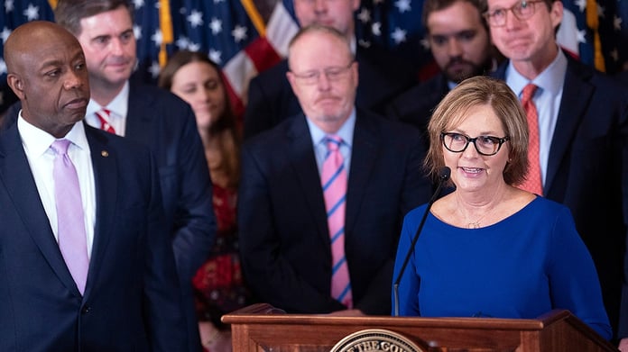 Darline Graham Nordone at a statehouse press conference after her appointment as South Carolina interim senator