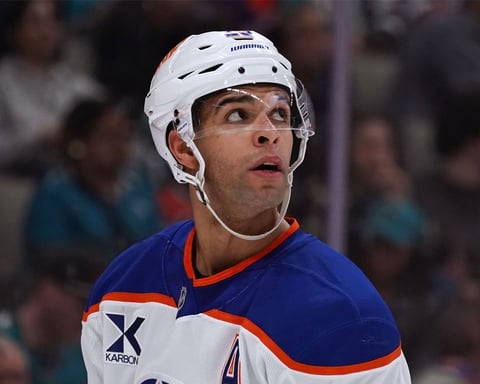 Darnell Nurse of the Edmonton Oilers, who was traded to the San Jose Sharks