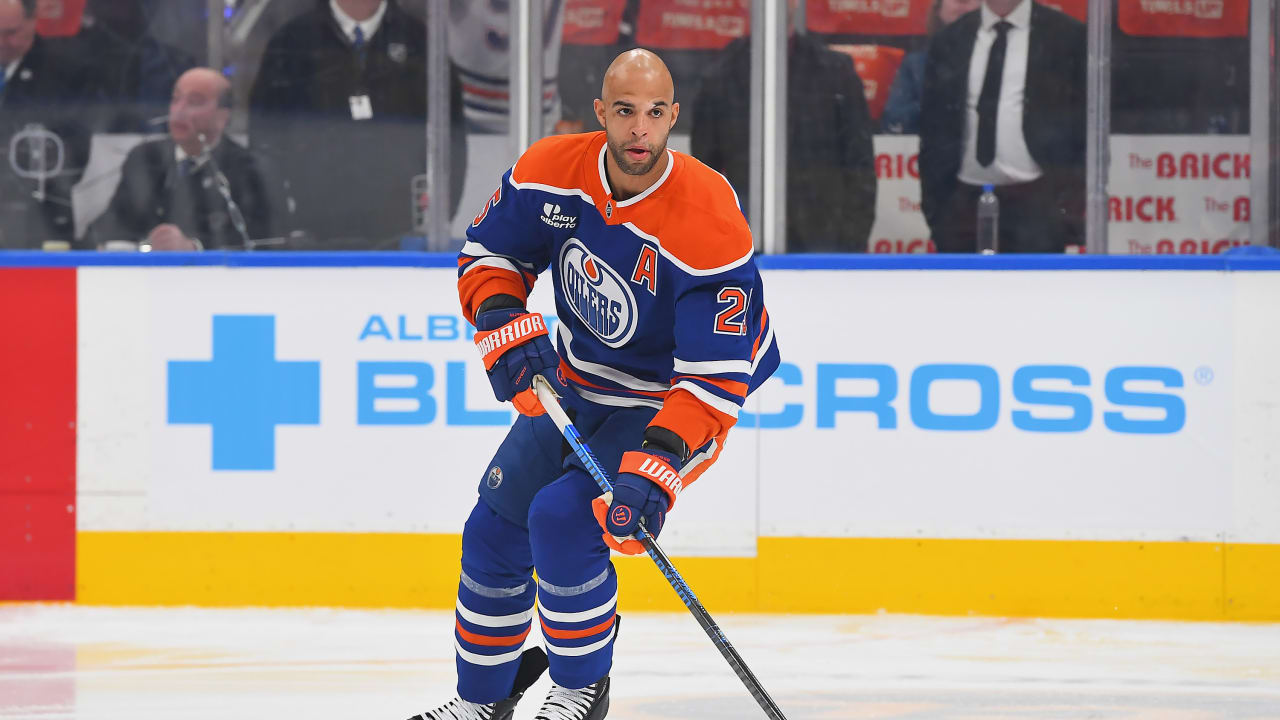 Darnell Nurse skates for the Edmonton Oilers at Rogers Place