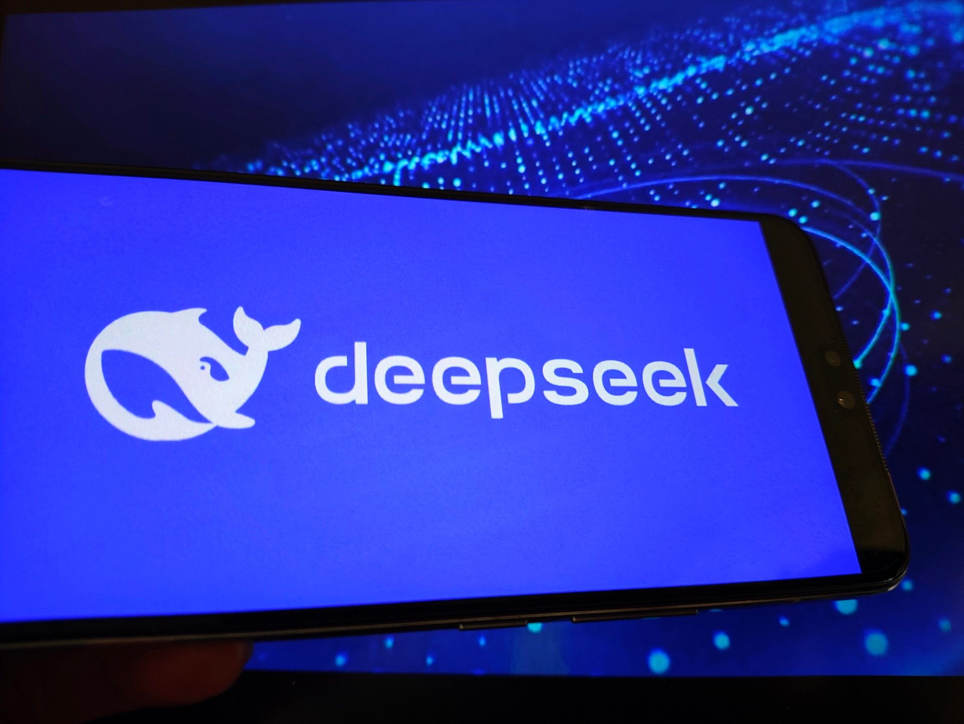 DeepSeek artificial intelligence platform logo displayed on a smartphone in China