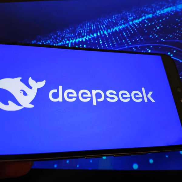 DeepSeek artificial intelligence platform logo displayed on a smartphone in China