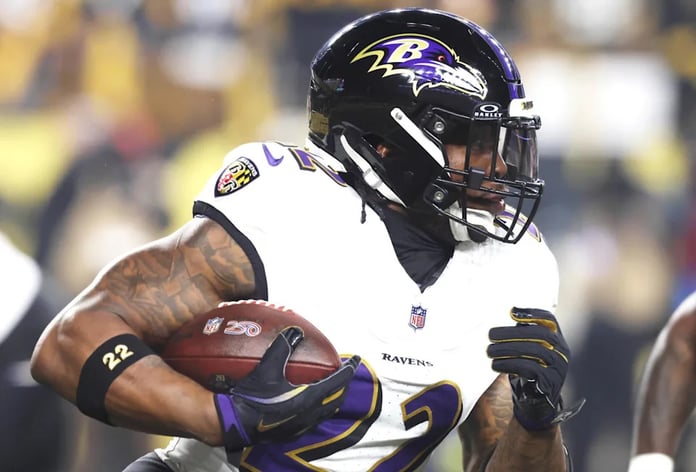 Derrick Henry Baltimore Ravens running back training camp 2026 Owings Mills