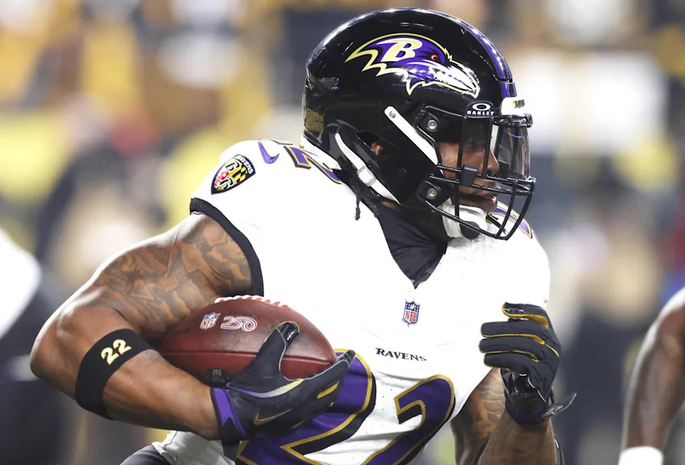 Derrick Henry Baltimore Ravens running back training camp 2026 Owings Mills