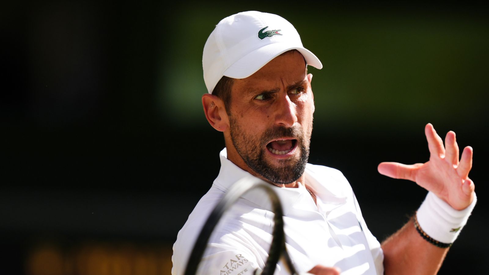 Novak Djokovic during his Wimbledon 2026 semifinal against Jannik Sinner