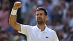 Novak Djokovic celebrates breaking Roger Federer's record for most Wimbledon singles wins in 2026