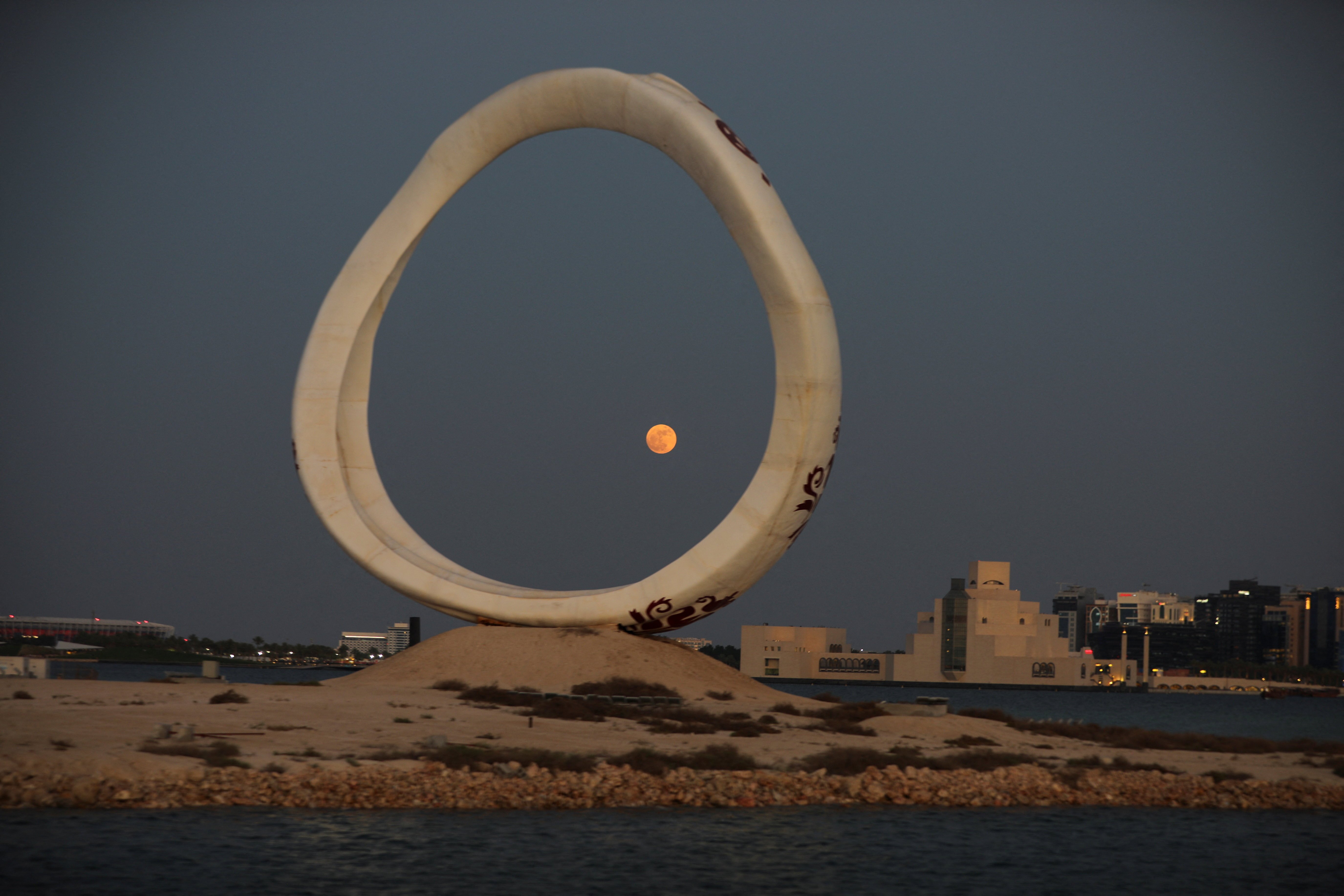 Moon rises over Doha Qatar as Iran-US indirect talks begin June 2026