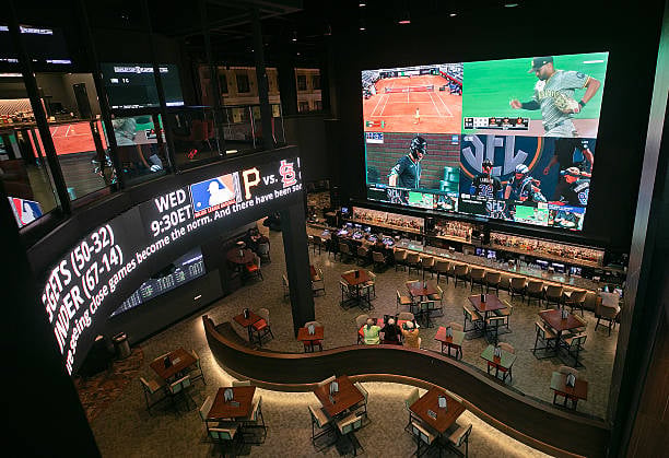DraftKings Sportsbook interior at Foxwoods Resort Casino in Mashantucket Connecticut