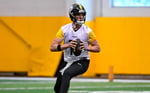Drew Allar during Pittsburgh Steelers training camp in Latrobe, Pennsylvania