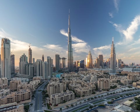 Dubai and UAE urban skyline with modern high-rise buildings reflecting economic growth