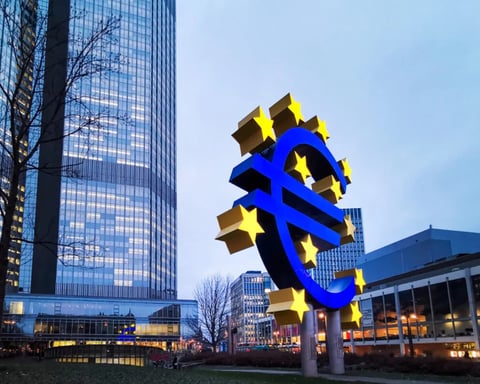 European Central Bank headquarters in Frankfurt as eurozone inflation falls to 2.8% in June 2026