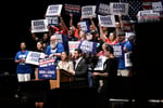 Abdul El-Sayed alongside Alexandria Ocasio-Cortez at a Michigan campaign rally