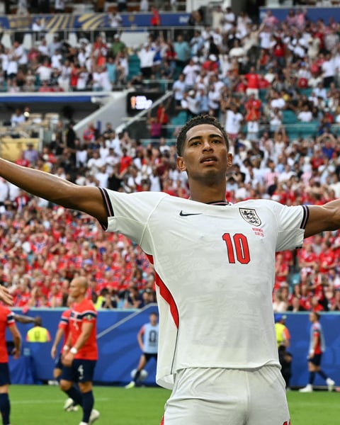 Jude Bellingham celebrates as England beat Norway World Cup 2026 quarterfinal Miami