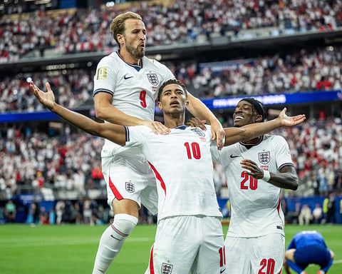 England's Jude Bellingham celebrates at the 2026 World Cup