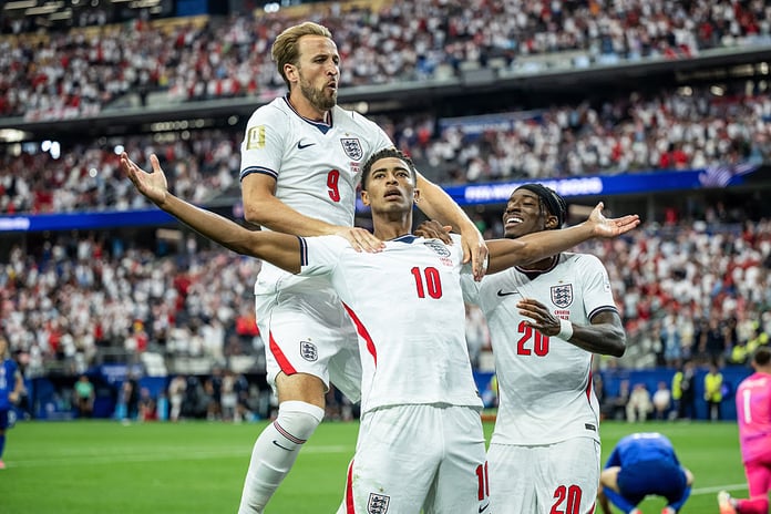 England's Jude Bellingham celebrates at the 2026 World Cup