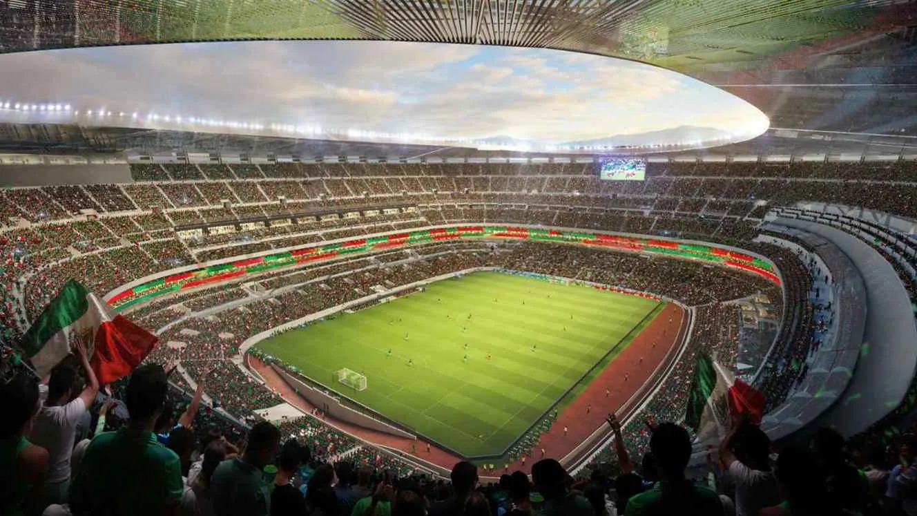 Estadio Azteca — Mexico World Cup 2026 Estadio Azteca packed with 114,000 Mexico fans during World Cup 2026 round of 32 match against Ecuador