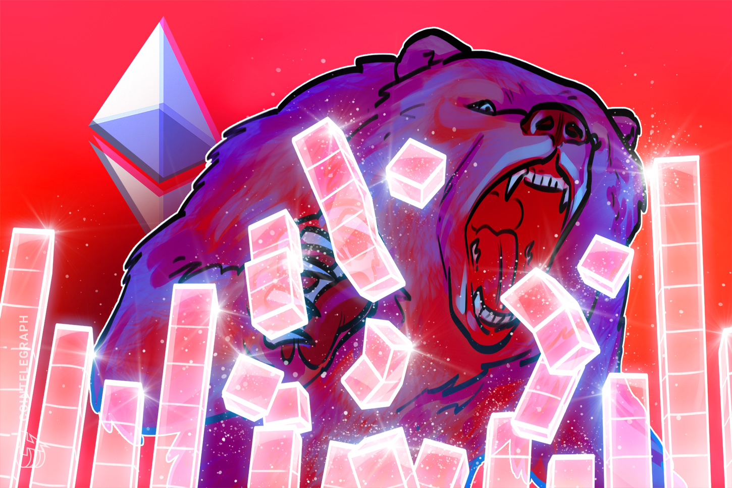 Ethereum price chart showing ETF outflows and institutional selling pressure near multi-year lows