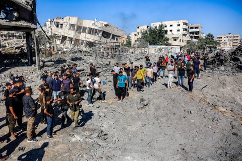 Rubble of destroyed buildings in Gaza City following Israeli strikes on an industrial area