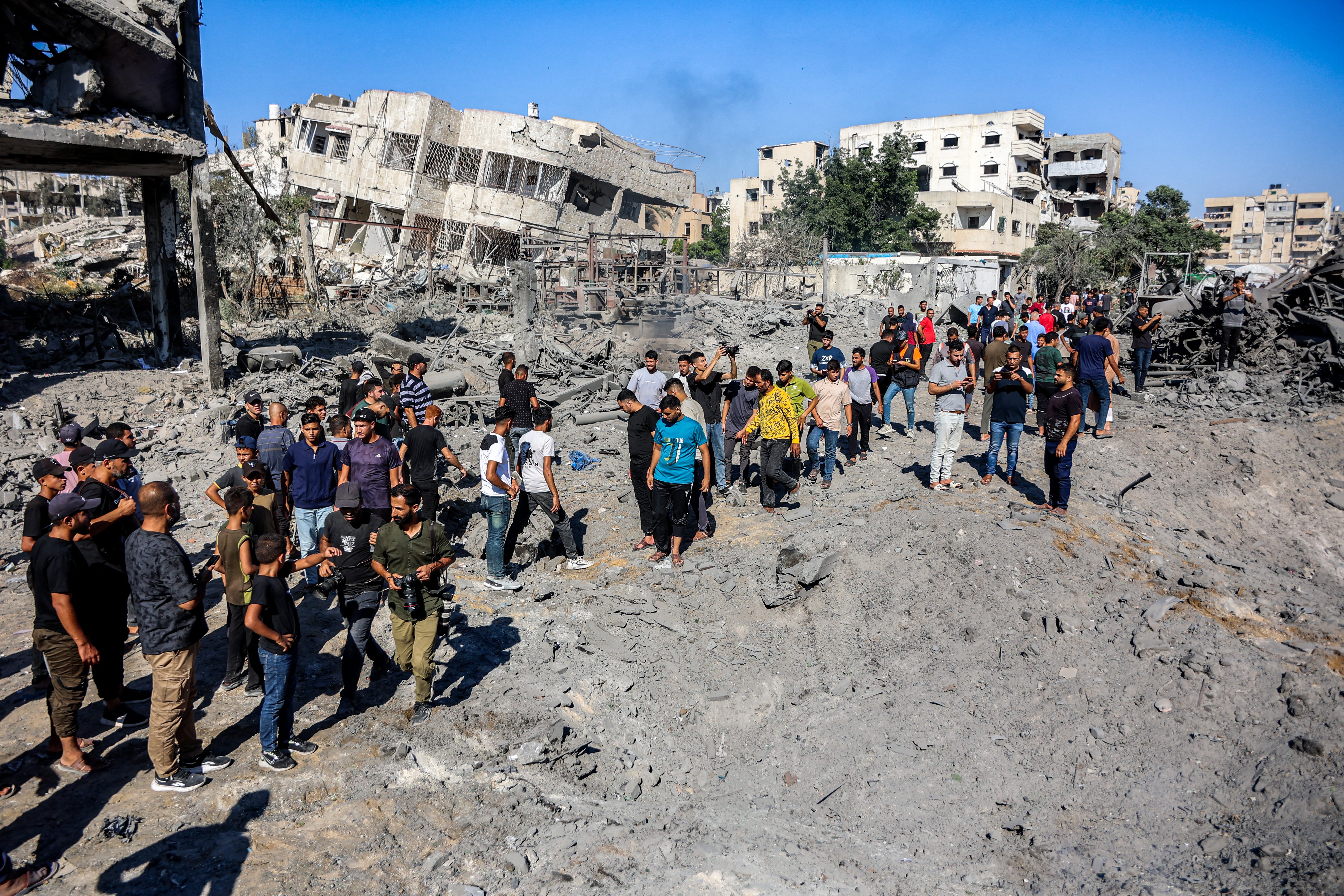 Rubble of destroyed buildings in Gaza City following Israeli strikes on an industrial area