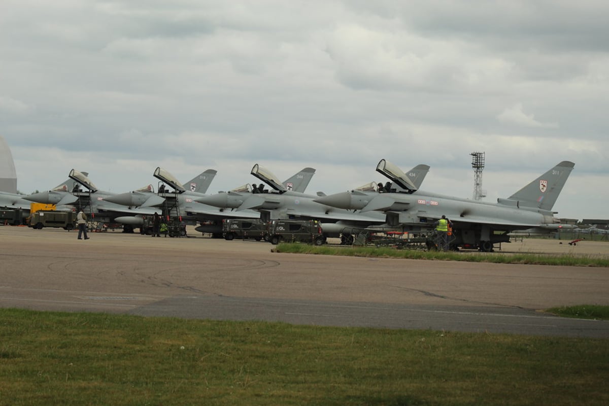 Royal Air Force Eurofighter Typhoon jets at RAF Coningsby base