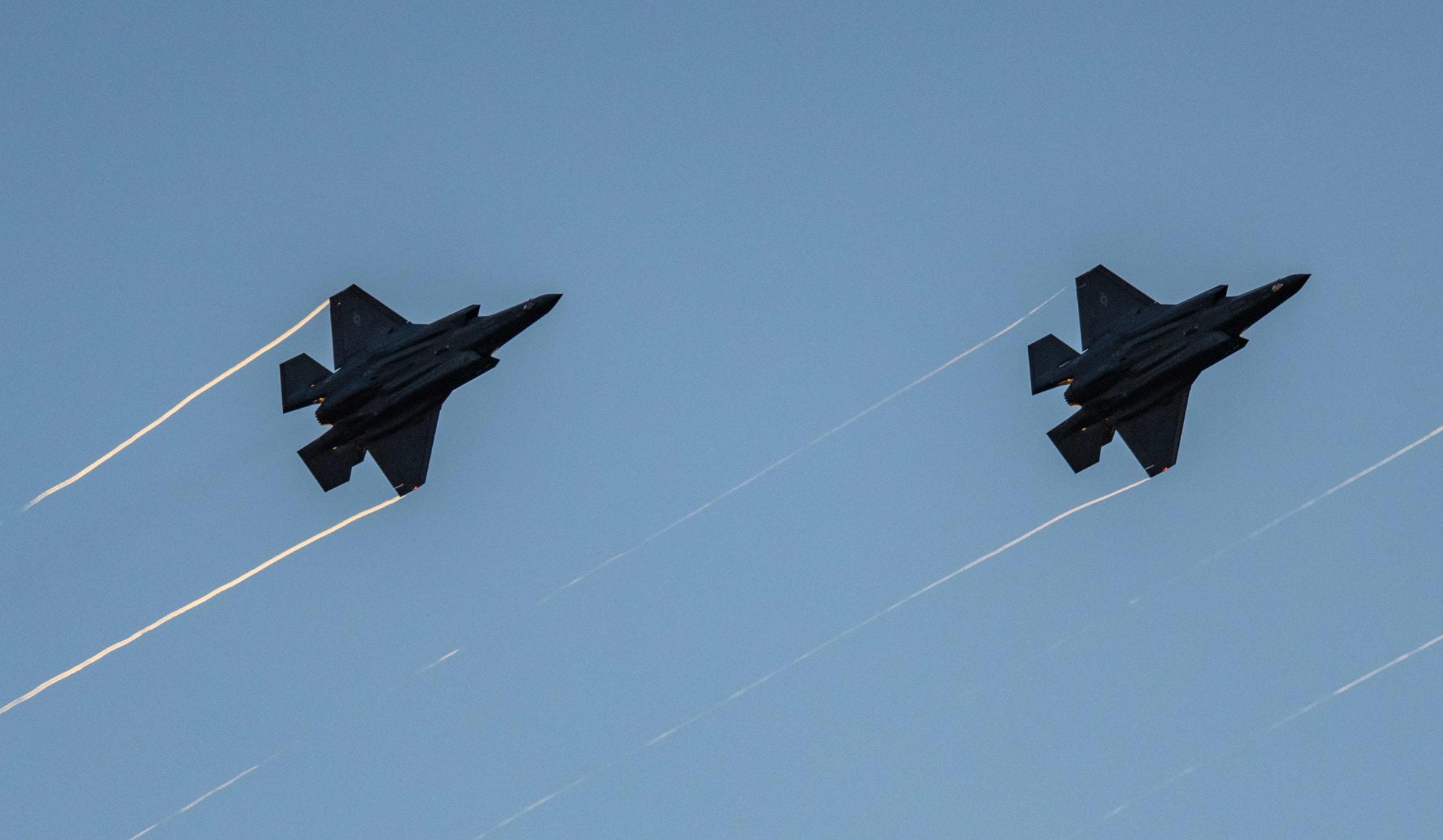 F-35 stealth fighter jets flying in formation during a mission in June 2026