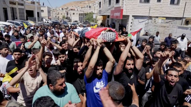 A view of Al-Mughayyir village in the West Bank, where 17-year-old Palestinian footballer Fadi al-Nassan was shot during a settler attack