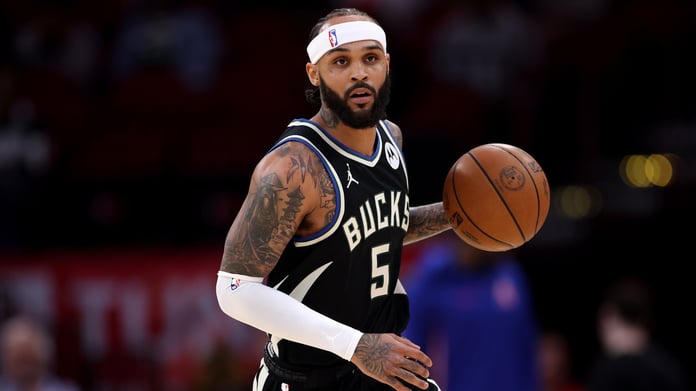Gary Trent Jr. of the Milwaukee Bucks during the 2025-26 NBA season
