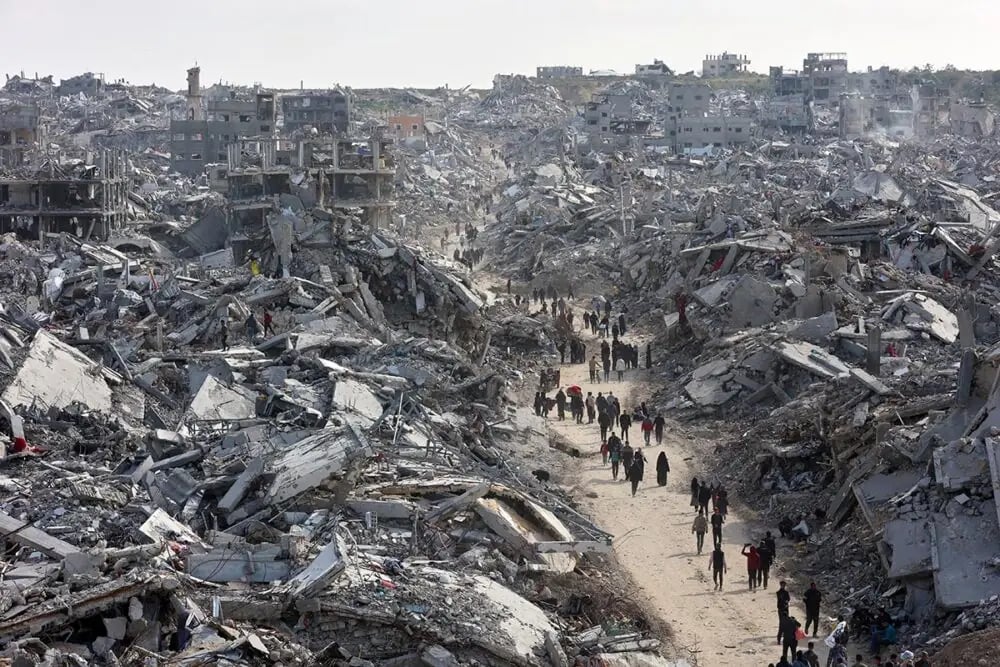 The destroyed Jabalia refugee camp in northern Gaza after 1000 days of war July 2026
