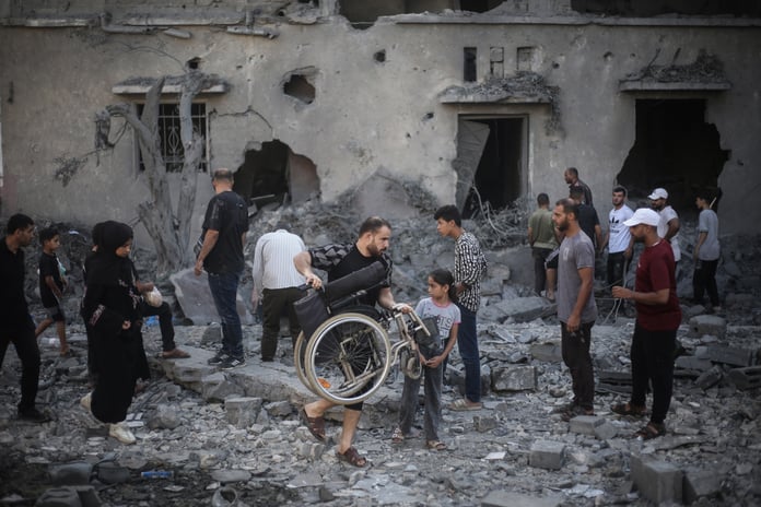 Damaged buildings in Deir el-Balah central Gaza after Israeli airstrikes killing Palestinians July 2026