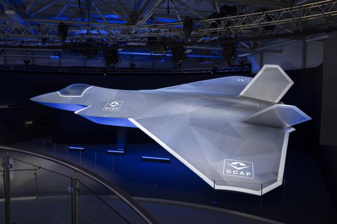 The GCAP sixth-generation fighter aircraft during a test visualization, jointly developed by BAE Systems and Leonardo under the Global Combat Air Programme