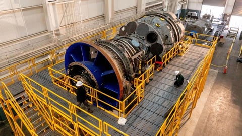 GE Vernova HA gas turbine at Houston service center, the type being used in Joulent's Project Kilby for Microsoft AI data centers