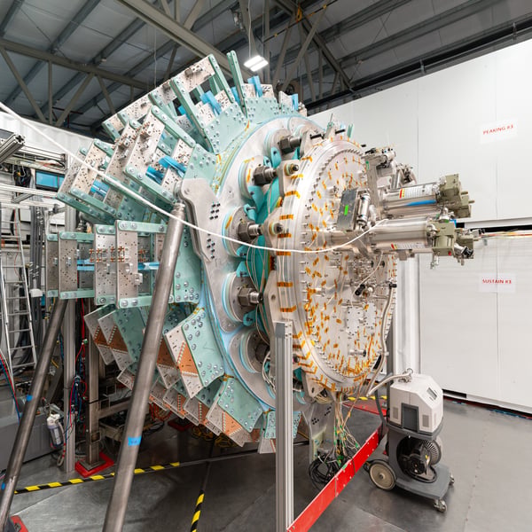 General Fusion's LM26 magnetized target fusion device under assembly at the company's Burnaby facility