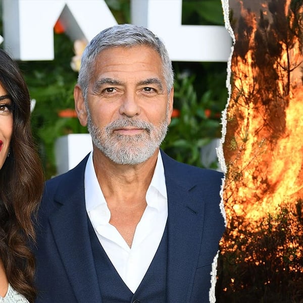 George and Amal Clooney at an event, shown amid reports of their France home evacuation during wildfires