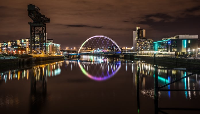 Clyde Arch bridge over the River Clyde in Glasgow, Scotland