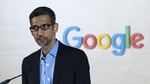 Google CEO Sundar Pichai at press conference amid EU Android antitrust ruling