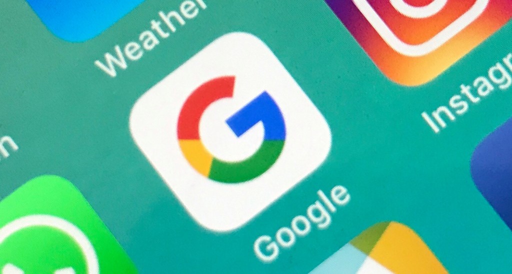 Google Search app displayed on an iOS smartphone representing Google's AI training copyright lawsuit