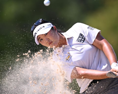 Haeran Ryu in action during her record round of 60 at the 2026 Amundi Evian Championship