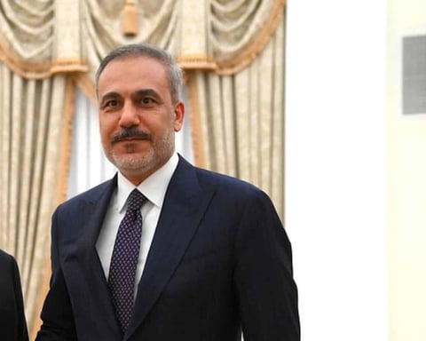 Turkish Foreign Minister Hakan Fidan meets Russian President Vladimir Putin at the Kremlin in Moscow