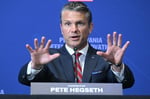 US Defense Secretary Pete Hegseth speaks at the Pentagon