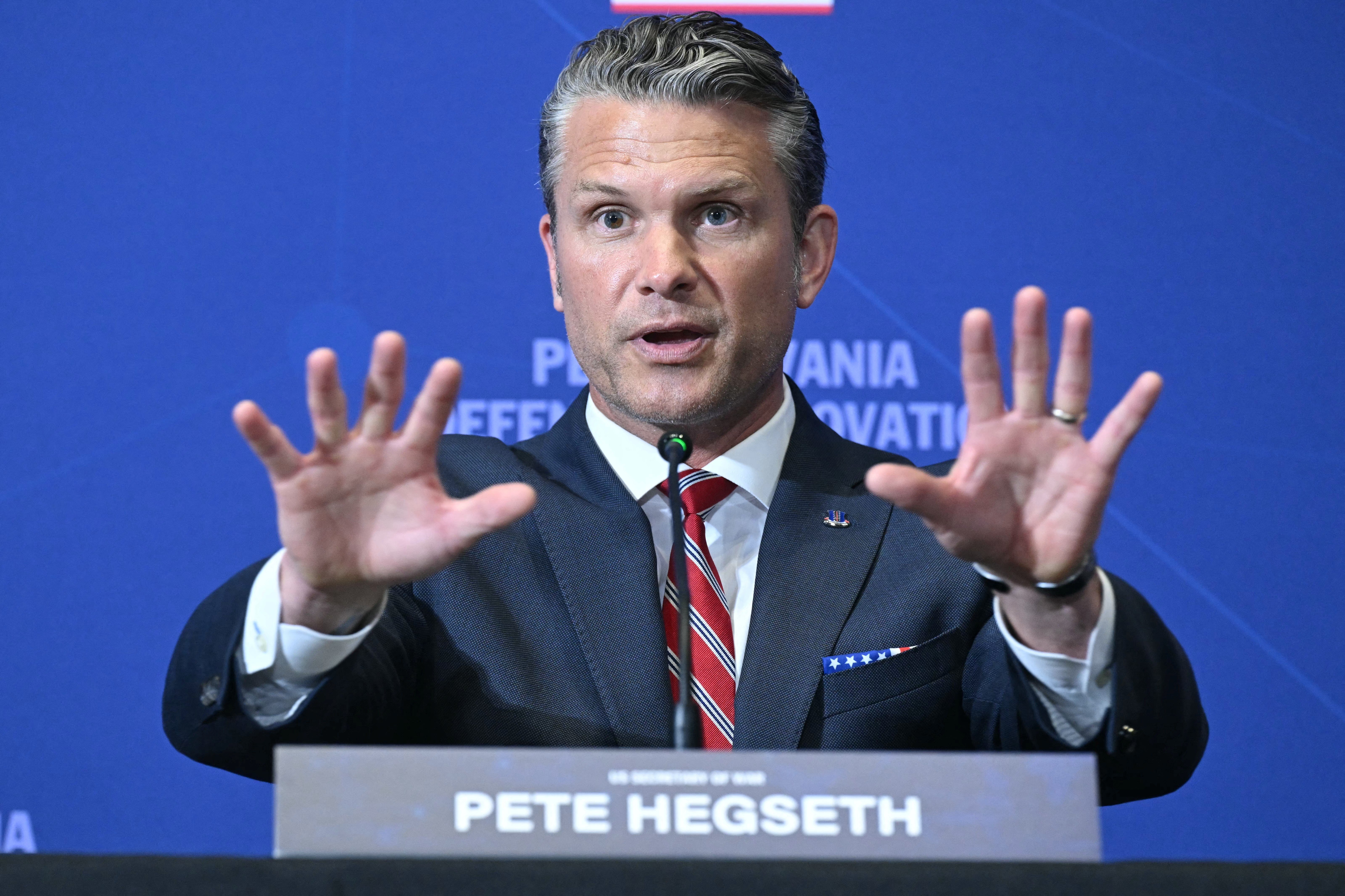 US Defense Secretary Pete Hegseth speaks at the Pentagon