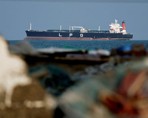 LPG gas tanker in the Strait of Hormuz near Oman during Iran conflict